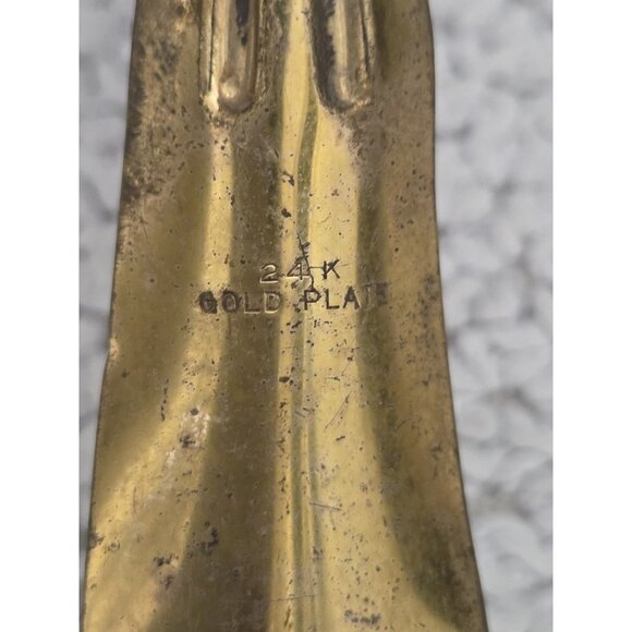 Vintage Jarman Lion Head Resin Carved Handle 24K Gold Plated Shoehorn - Picture 6 of 7